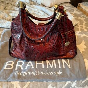 Brahmin Red Crocodile Embossed Women's Bag